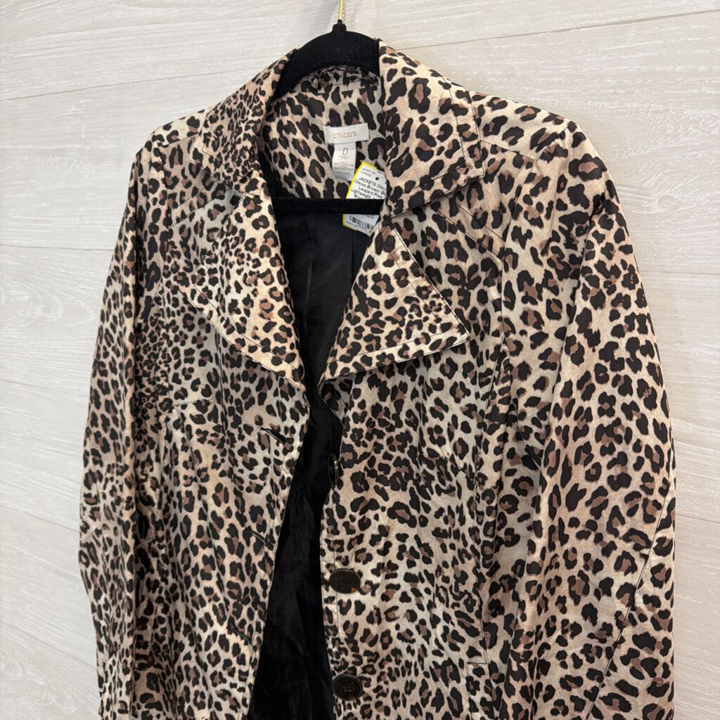 Chicos Brown/ Black Leopard Print Lightweight Jacket 0