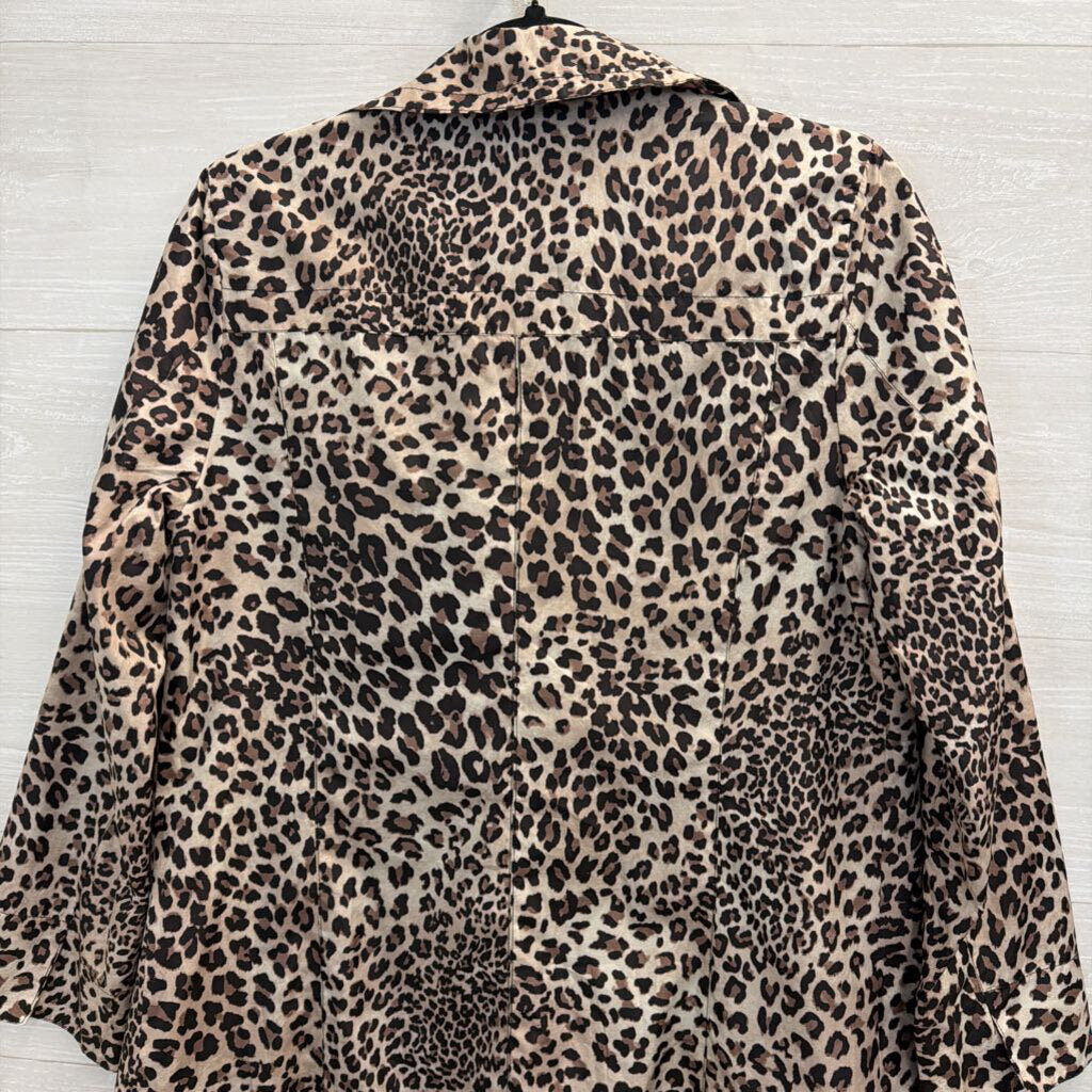 Chicos Brown/ Black Leopard Print Lightweight Jacket 0