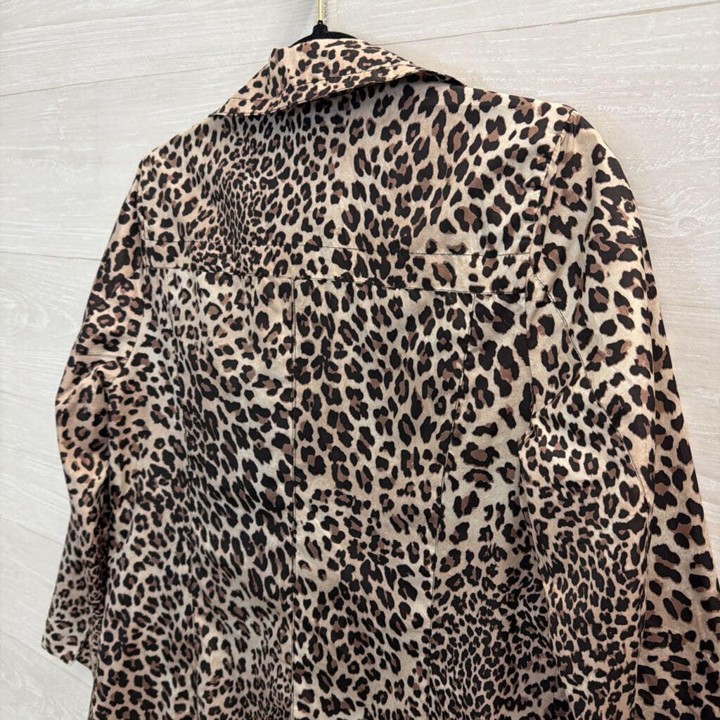 Chicos Brown/ Black Leopard Print Lightweight Jacket 0