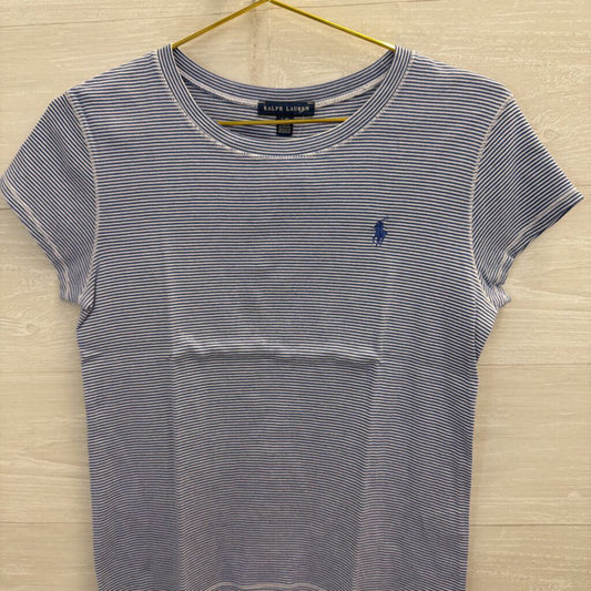 Ralph Lauren Blue/ White Striped Short Sleeve Top Large