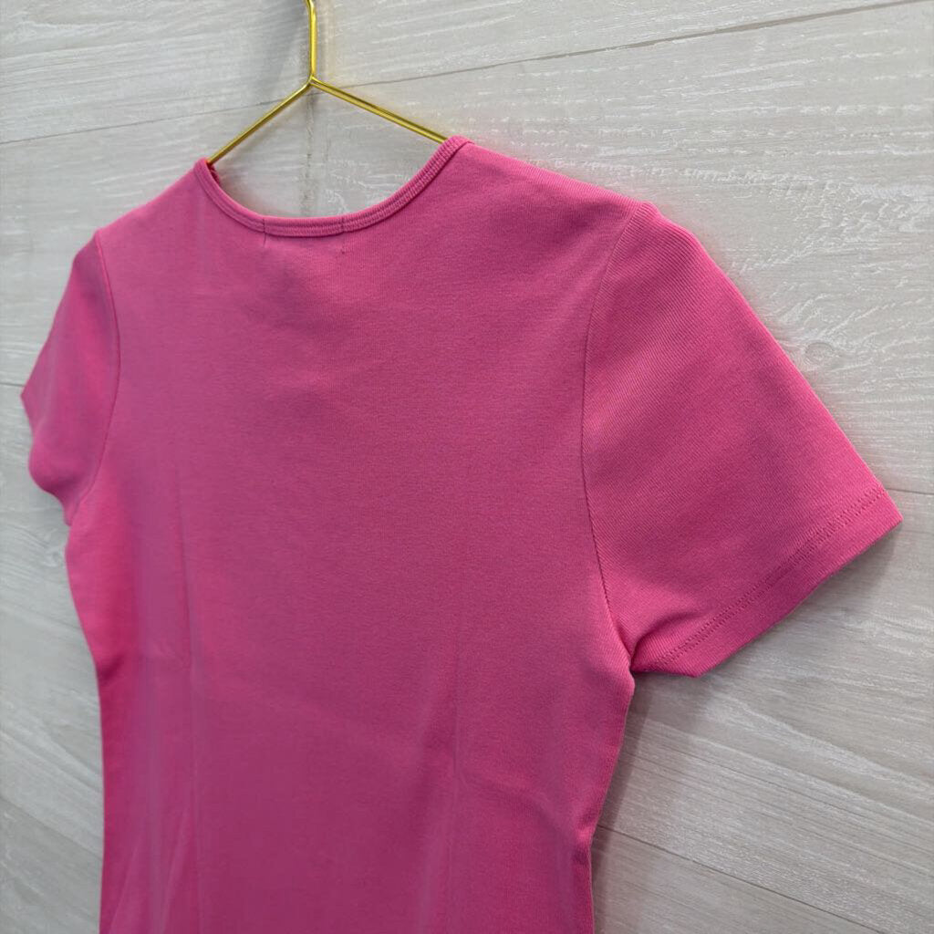 Ralph Lauren Pink Embroidered Logo Short Sleeve Top Medium Petite