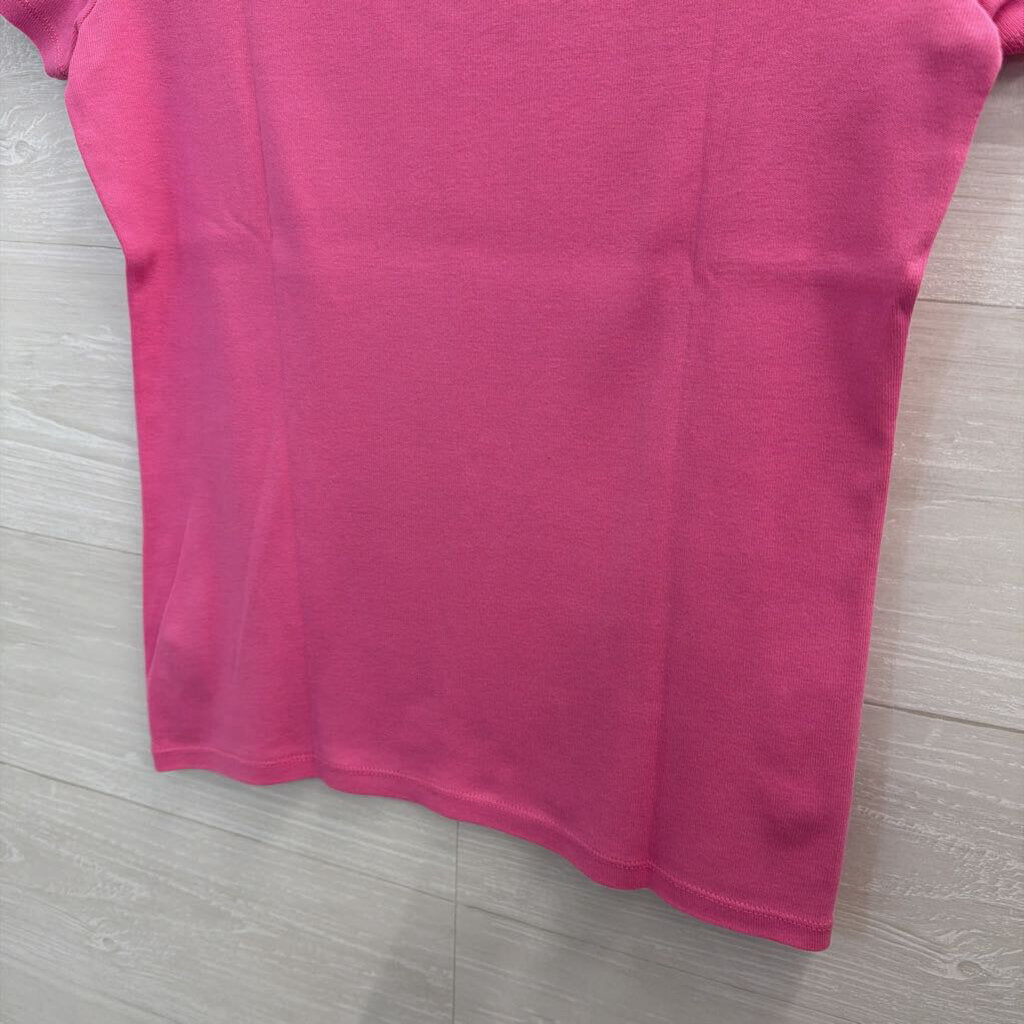 Ralph Lauren Pink Embroidered Logo Short Sleeve Top Medium Petite