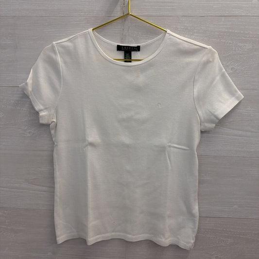 Ralph Lauren White Embroidered Logo Short Sleeve Top Small
