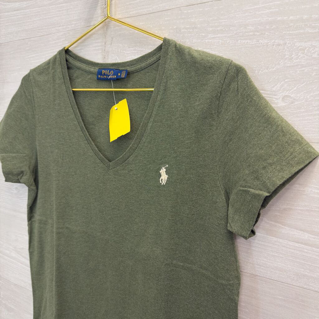 Ralph Lauren Green V Neck Short Sleeve Top Medium