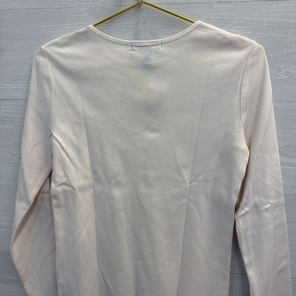 Ralph Lauren Cream Embroidered Logo Long Sleeve Top Small