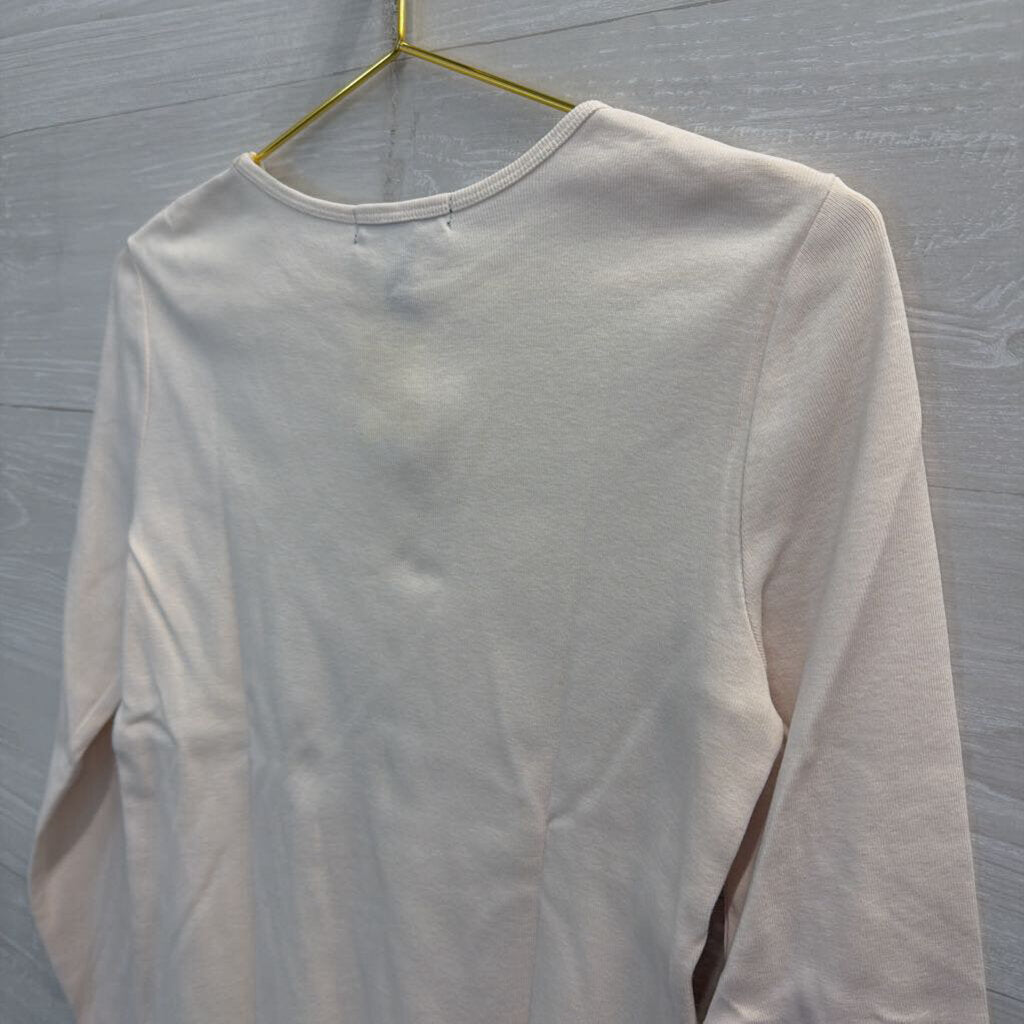 Ralph Lauren Cream Embroidered Logo Long Sleeve Top Small