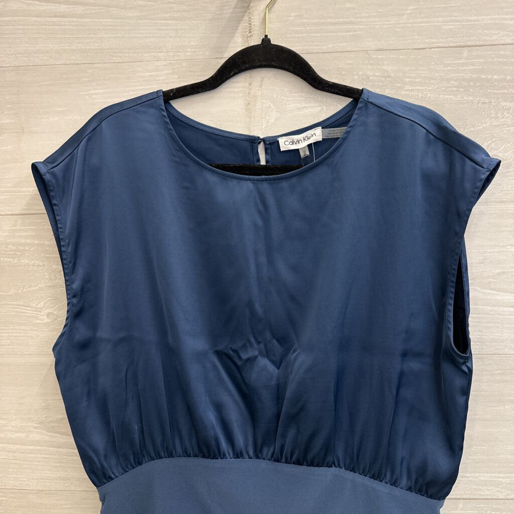 Calvin Klein Blue Silky Short Sleeve Top Medium