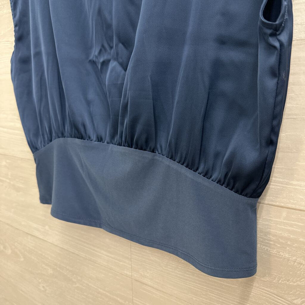 Calvin Klein Blue Silky Short Sleeve Top Medium