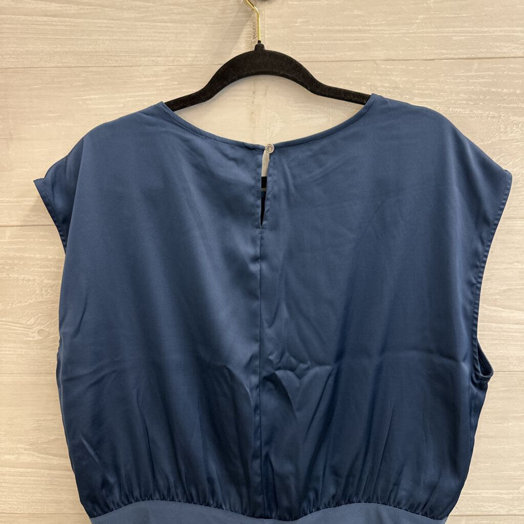 Calvin Klein Blue Silky Short Sleeve Top Medium
