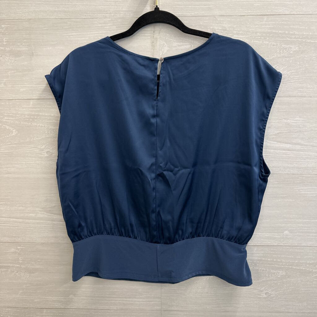 Calvin Klein Blue Silky Short Sleeve Top Medium
