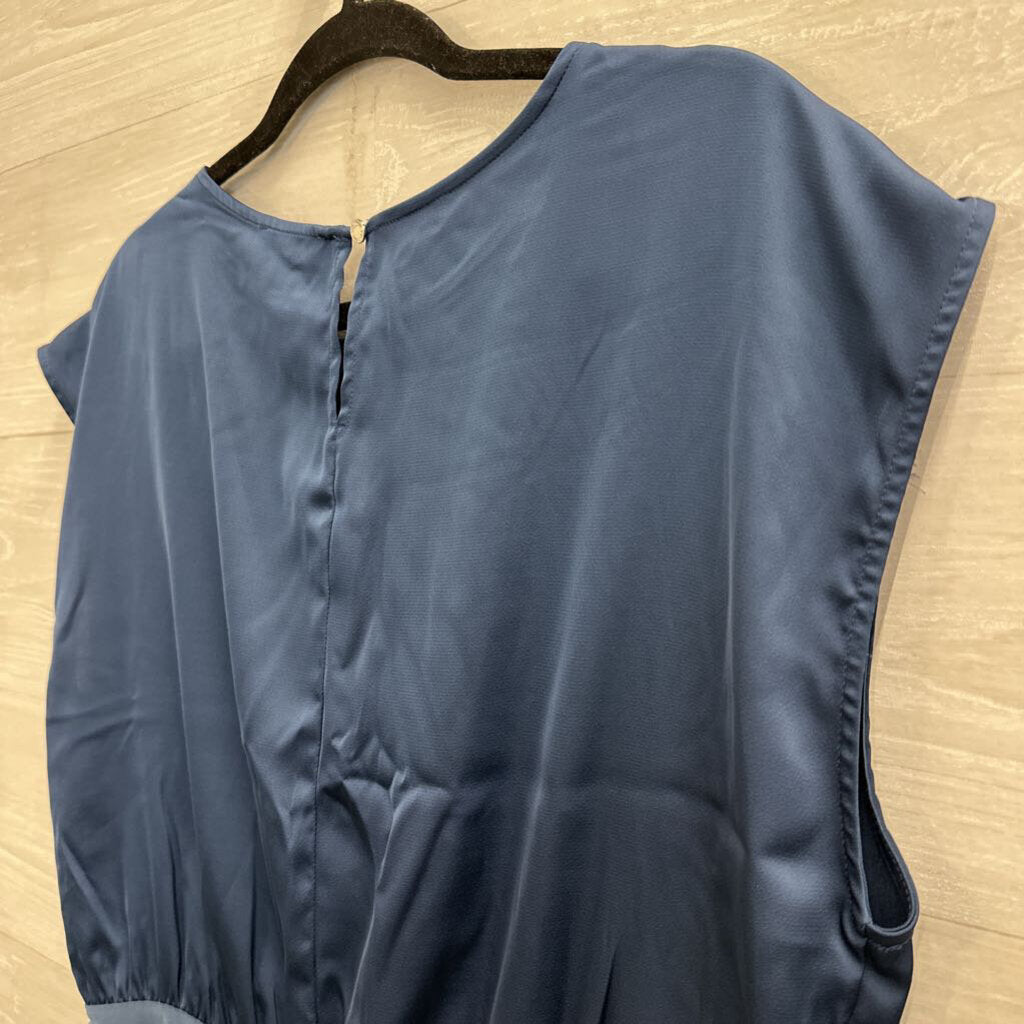 Calvin Klein Blue Silky Short Sleeve Top Medium
