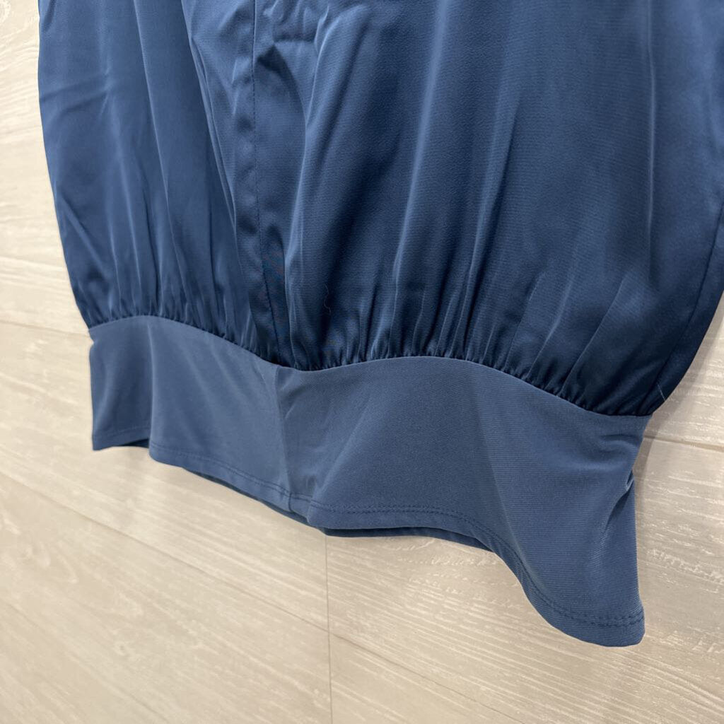 Calvin Klein Blue Silky Short Sleeve Top Medium