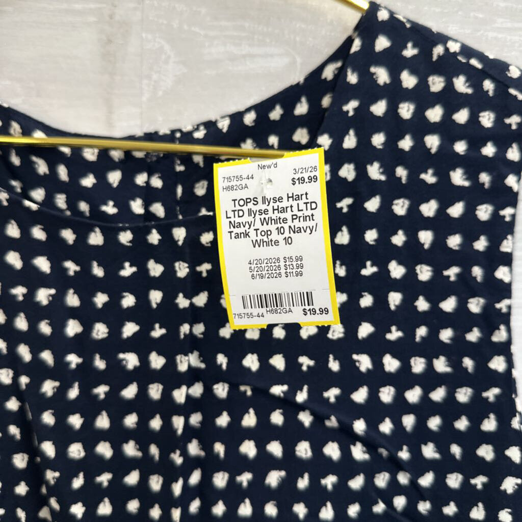 Ilyse Hart LTD Navy/ White Print Tank Top 10