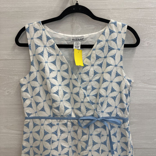 Alexandra Bartlett White/ Blue Eyelet Flower Sleeveless Dress 8