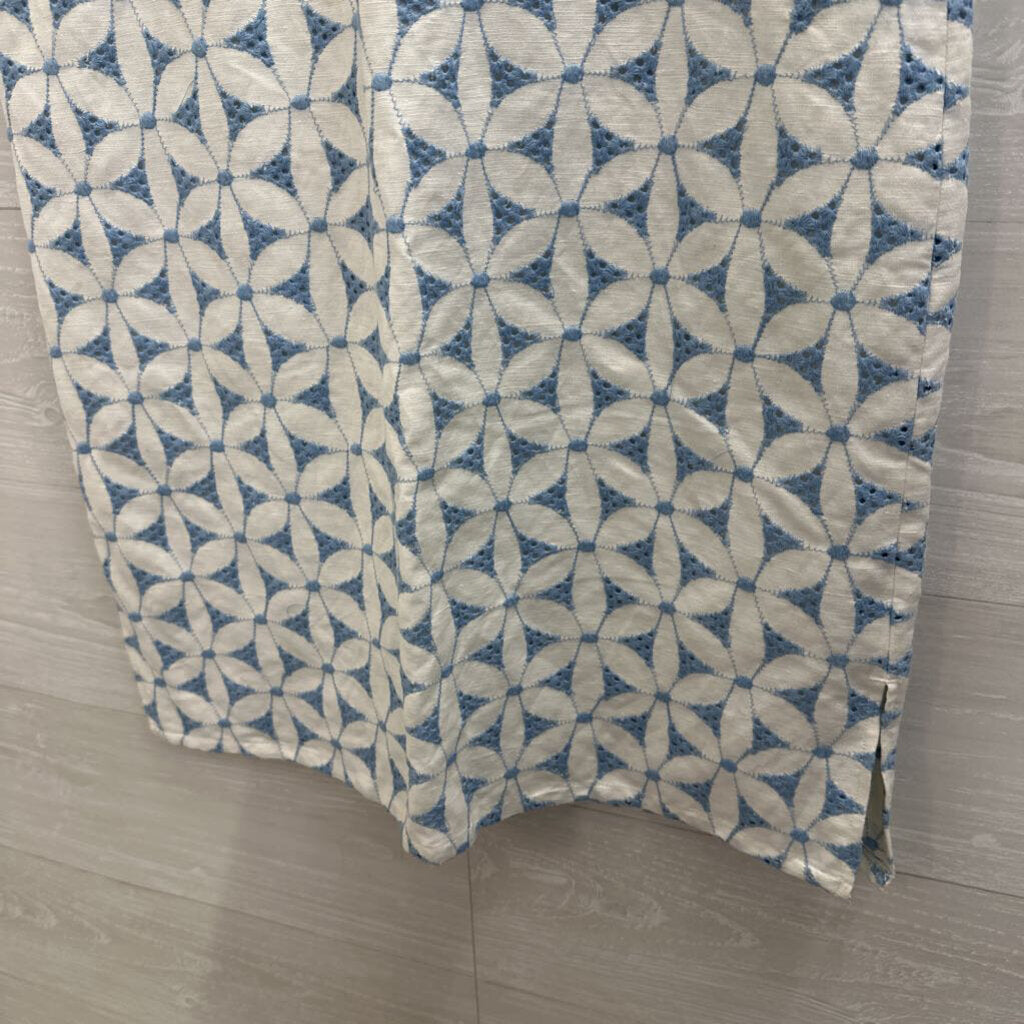 Alexandra Bartlett White/ Blue Eyelet Flower Sleeveless Dress 8