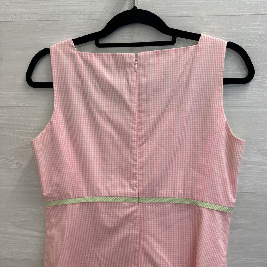 Talbots Pink/ Green Gingham Sleeveless Dress 8