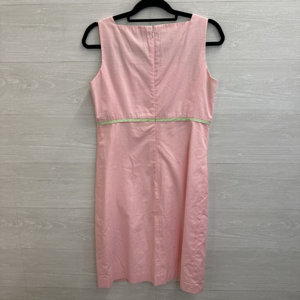 Talbots Pink/ Green Gingham Sleeveless Dress 8