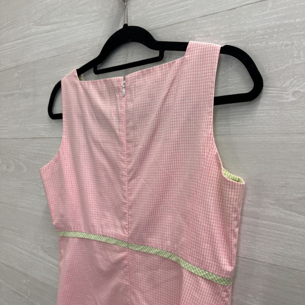 Talbots Pink/ Green Gingham Sleeveless Dress 8