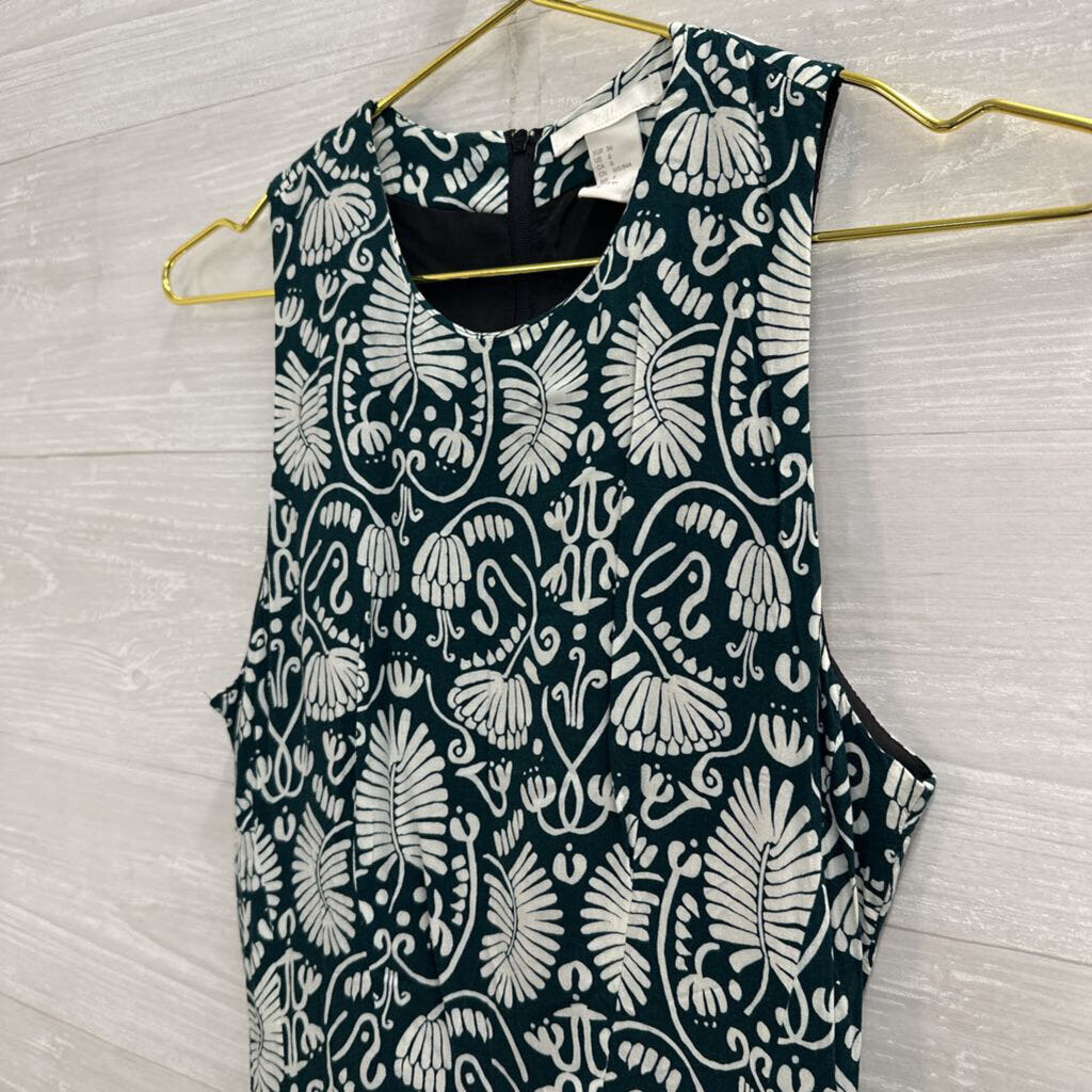 Green/ White Print Sleeveless Dress 6