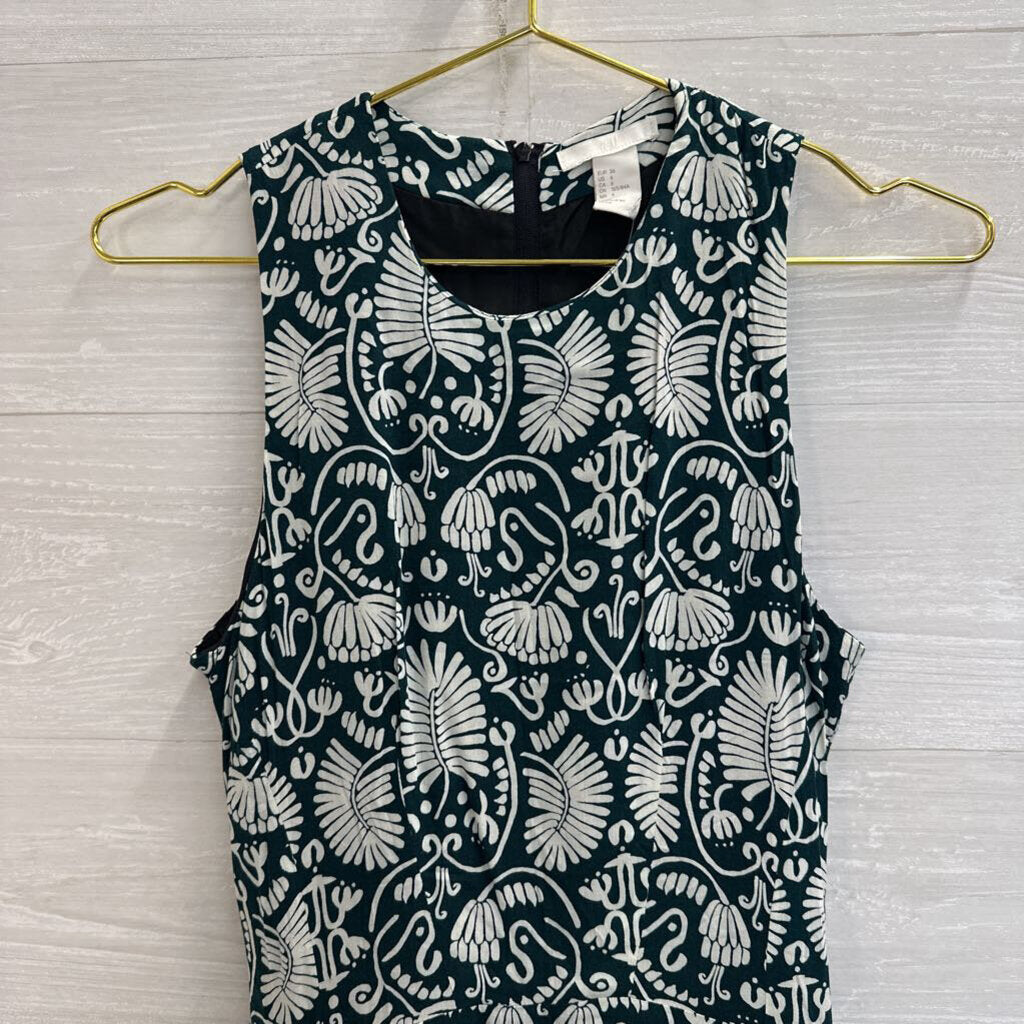 Green/ White Print Sleeveless Dress 6