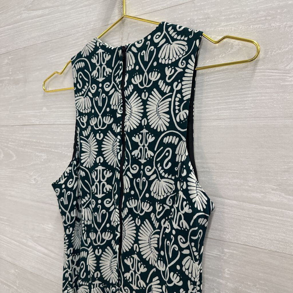 Green/ White Print Sleeveless Dress 6
