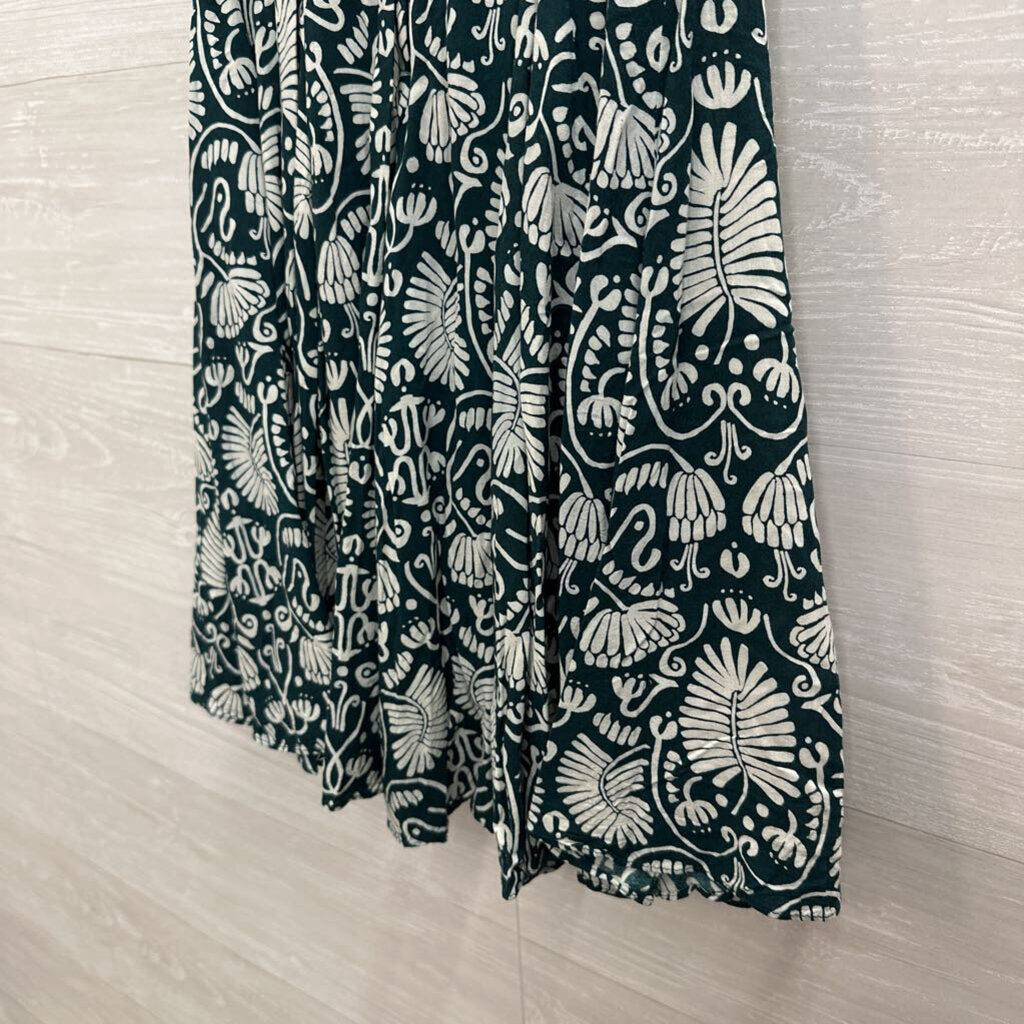 Green/ White Print Sleeveless Dress 6