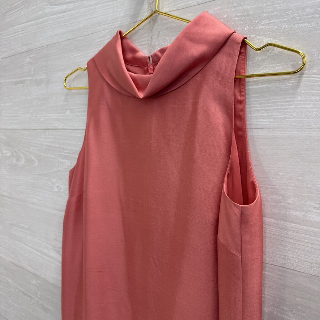 Talbots Pink 100% Silk High Neck Shift Dress 6 Petite