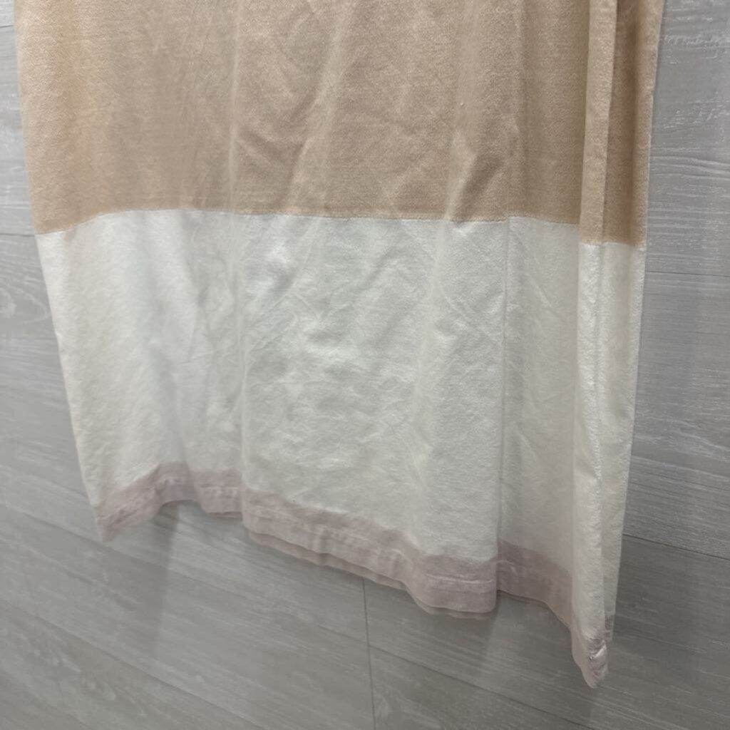 Lemon Grass White/ Beige Striped Embroidered Flower Sleeveless Dress Medium