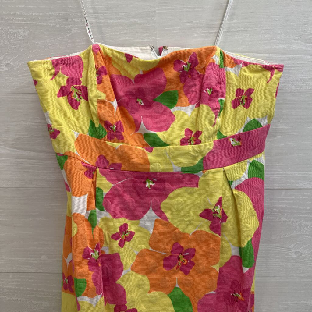 Lilly Pulitzer Pink/ Yellow Floral Print Strapless Dress 10