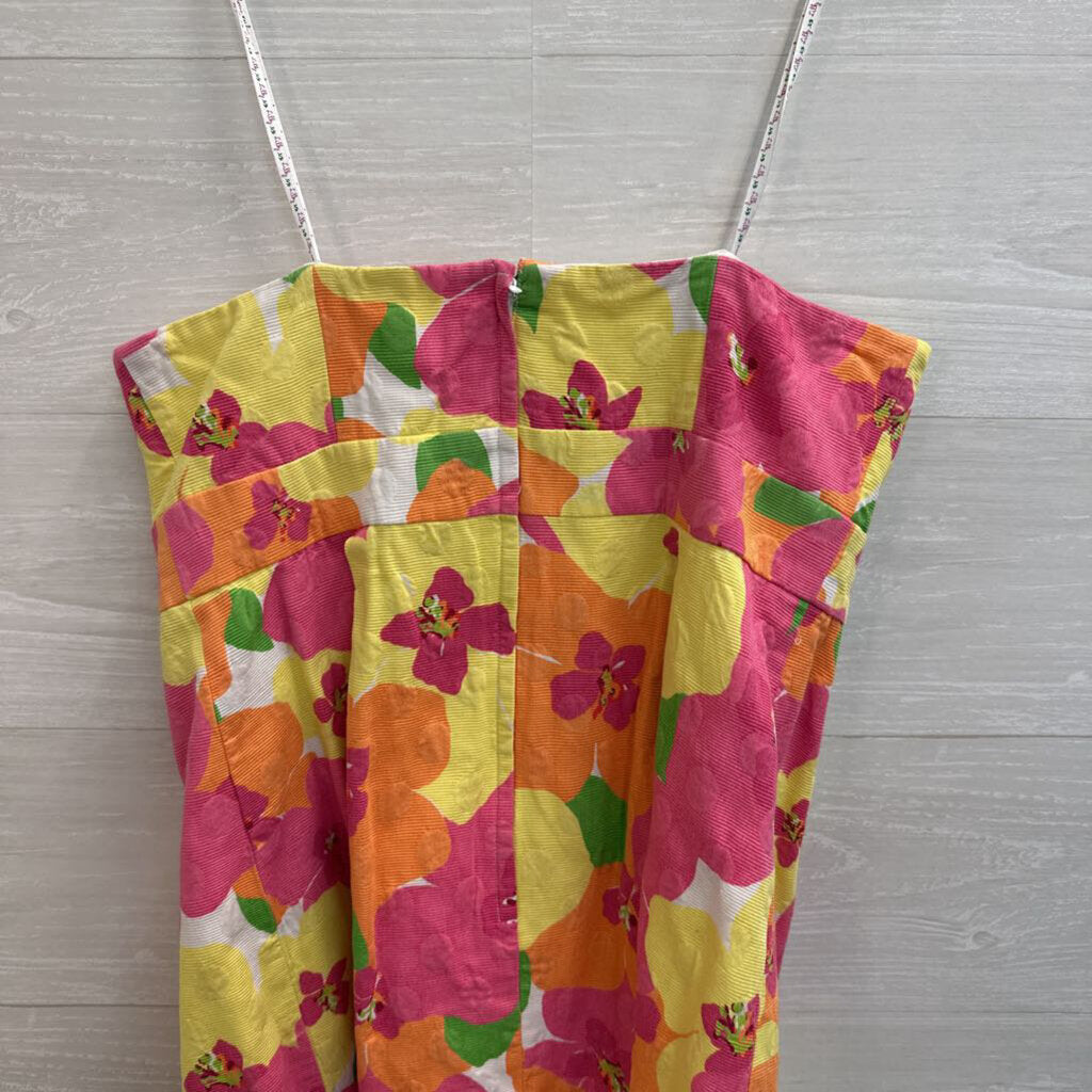 Lilly Pulitzer Pink/ Yellow Floral Print Strapless Dress 10