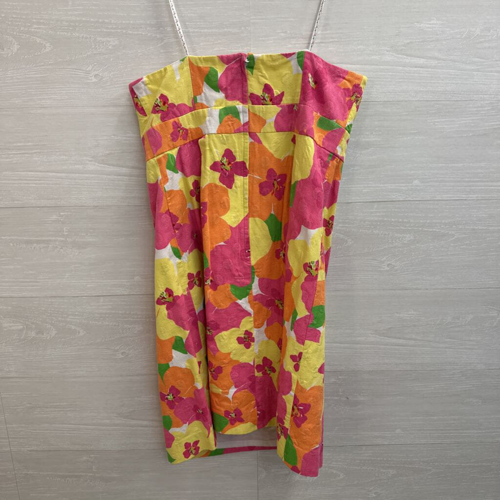 Lilly Pulitzer Pink/ Yellow Floral Print Strapless Dress 10