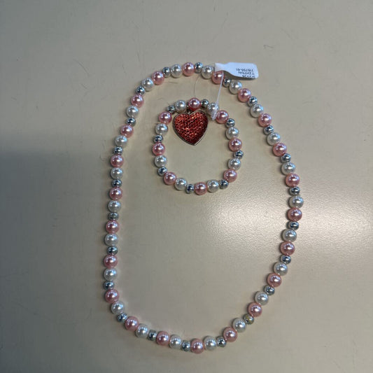 Pink Pearl Stretchy Necklace/ Bracelet Set