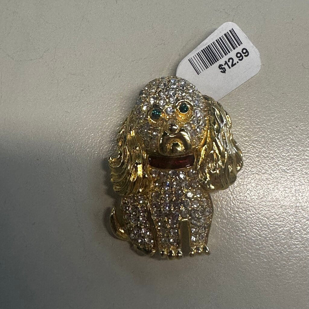 Gold/ Rhinestone Dog Pin