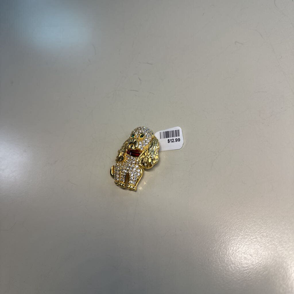 Gold/ Rhinestone Dog Pin