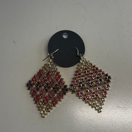 Gold/ Red Stone Statement Drop Earrings