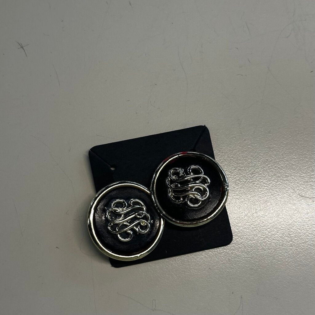 Gold/ Black Circle Clip On Earrings