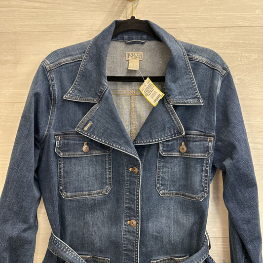 Duluth Dark Wash Long Tie Waist Denim Jacket Large