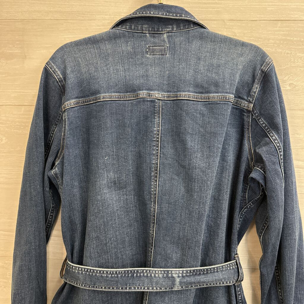 Duluth Dark Wash Long Tie Waist Denim Jacket Large