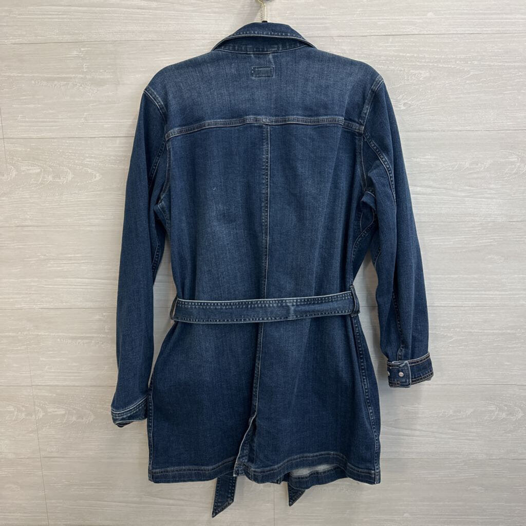 Duluth Dark Wash Long Tie Waist Denim Jacket Large