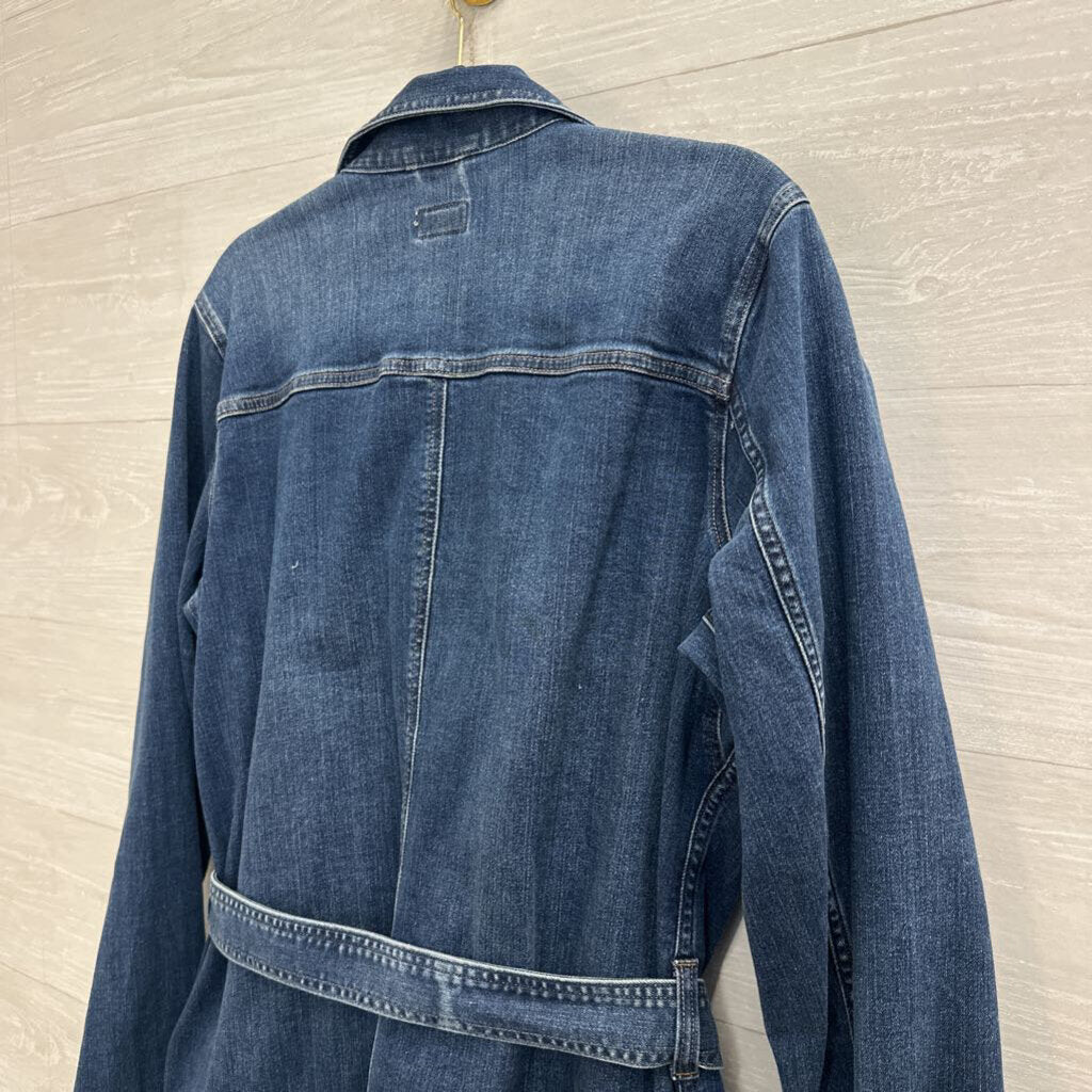 Duluth Dark Wash Long Tie Waist Denim Jacket Large