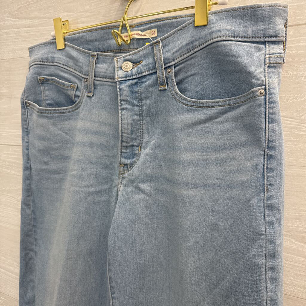Levi Light Wash 318 Shaping Wide Leg Jeans 31