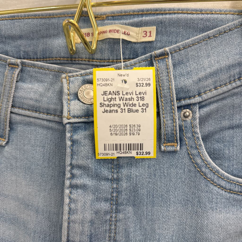 Levi Light Wash 318 Shaping Wide Leg Jeans 31