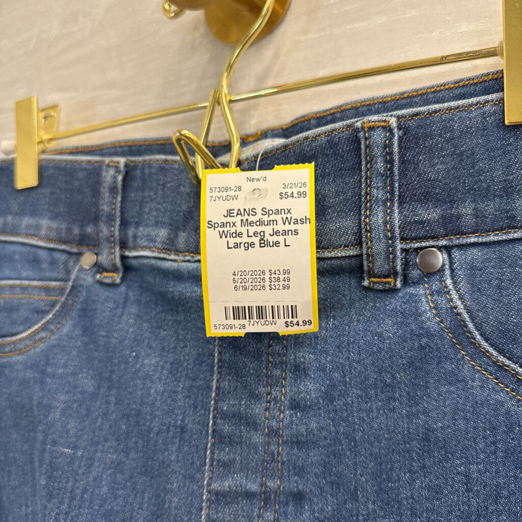 Spanx Medium Wash Wide Leg Jeans Large