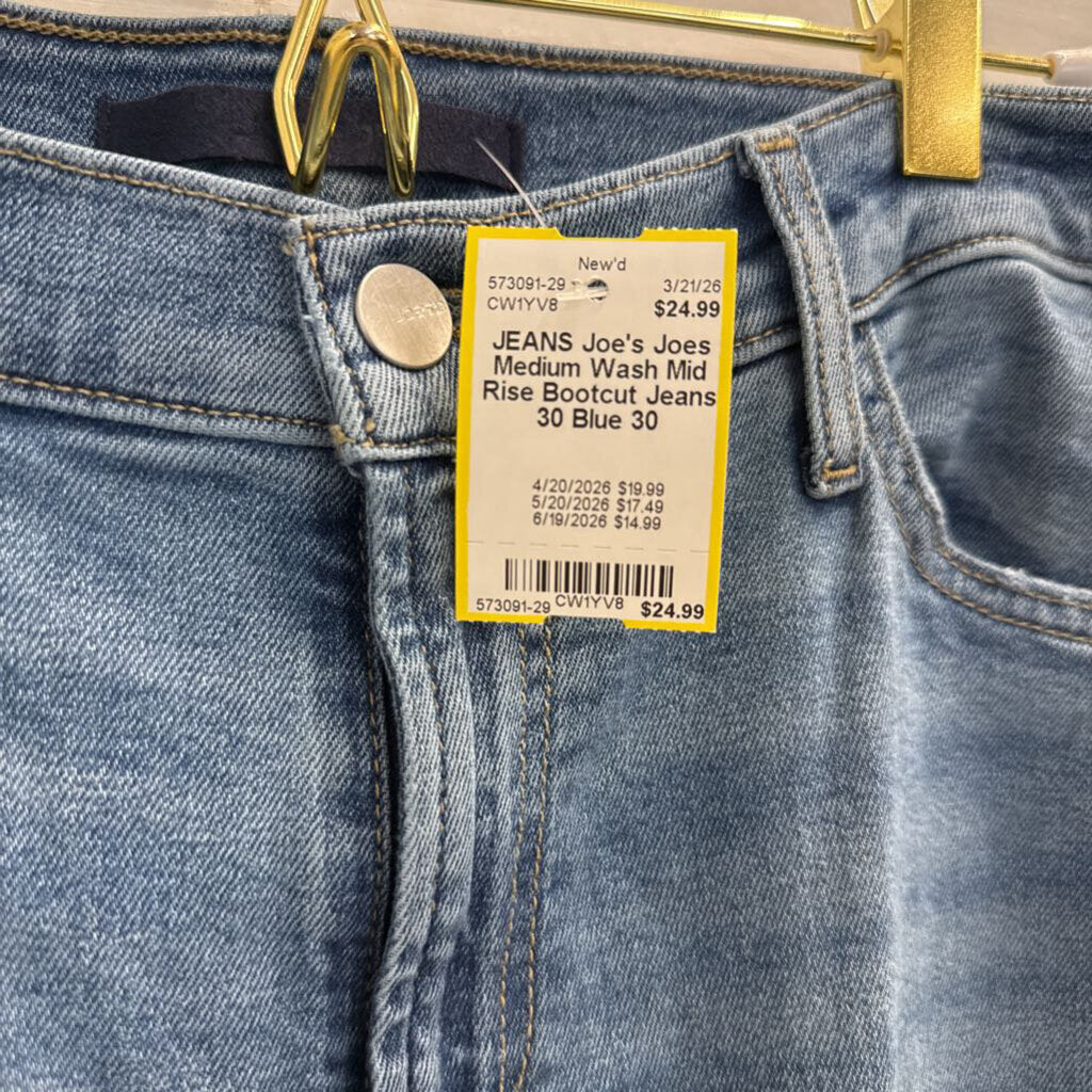 Joes Medium Wash Mid Rise Bootcut Jeans 30