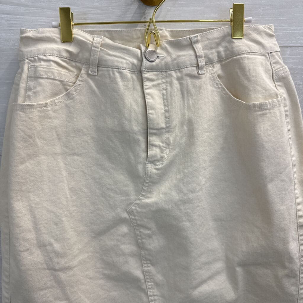 Westbound Cream Denim Midi Skirt 12