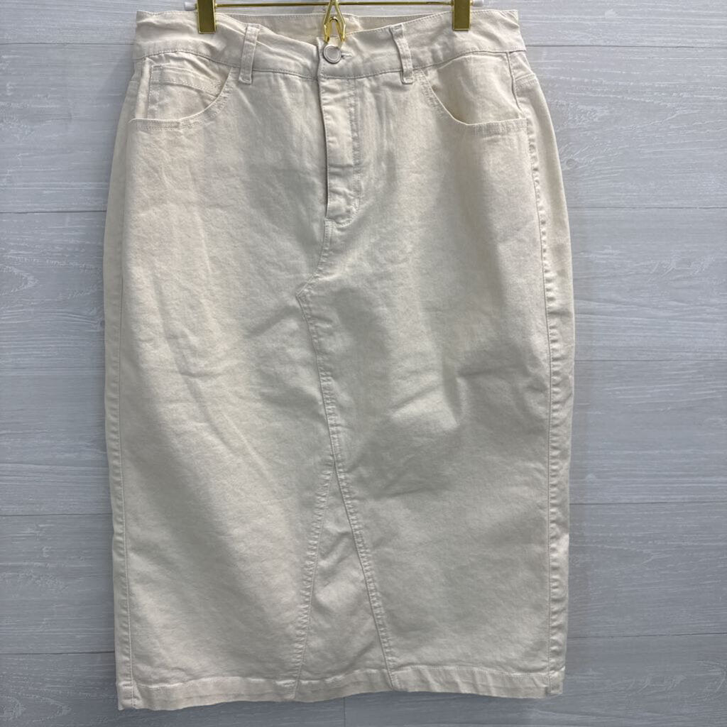 Westbound Cream Denim Midi Skirt 12