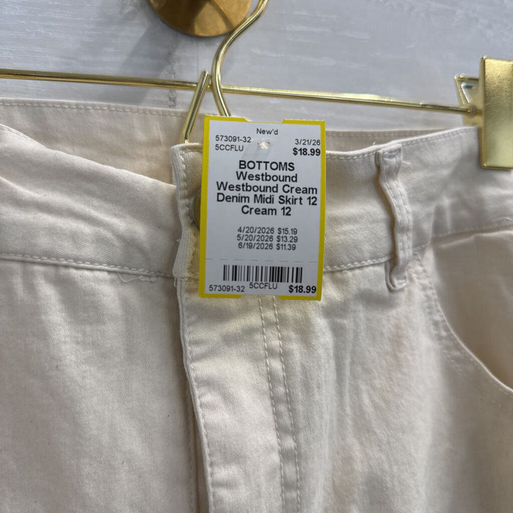 Westbound Cream Denim Midi Skirt 12