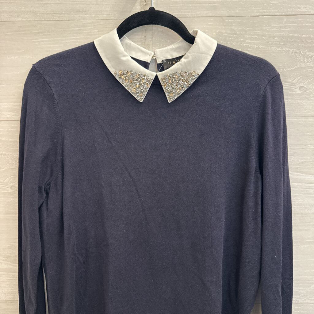 Ted Baker Navy/ White Layered Embellished Long Sleeve Top 2