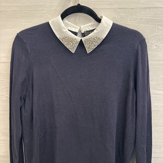 Ted Baker Navy/ White Layered Embellished Long Sleeve Top 2