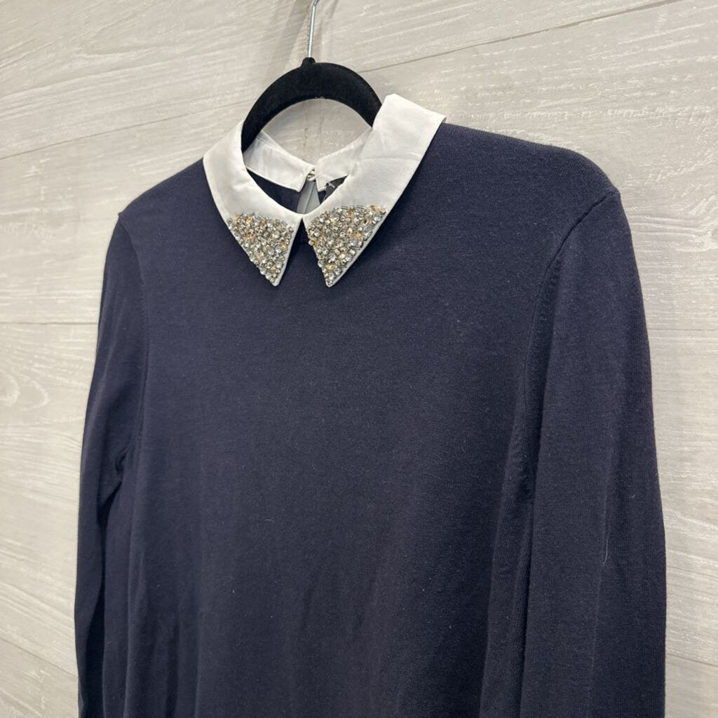 Ted Baker Navy/ White Layered Embellished Long Sleeve Top 2